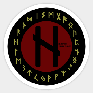 Red Hagalaz Futhark Rune Symbol Sticker